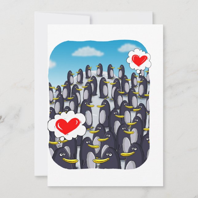 Tarjeta Festiva Amor de pingüino para San Valentín  (Anverso)