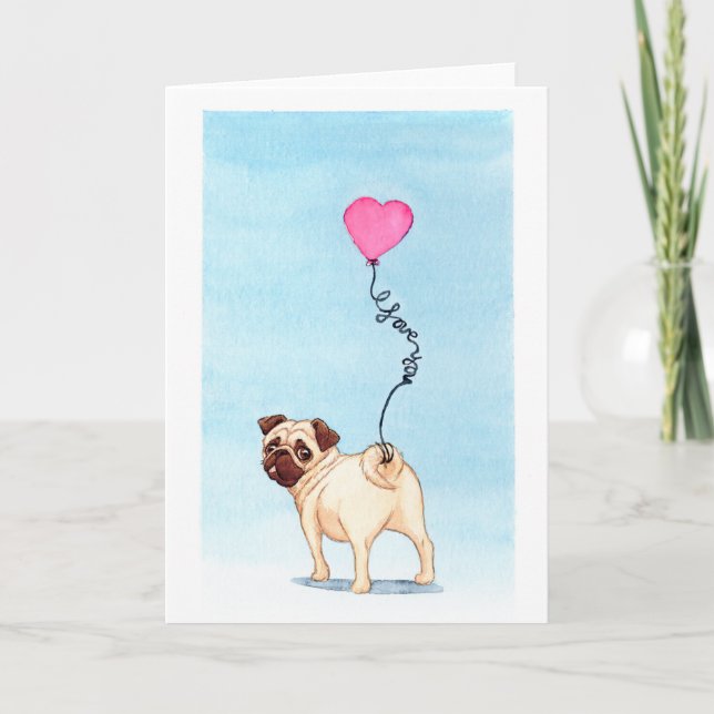 Tarjeta Festiva amor de pug (Anverso)