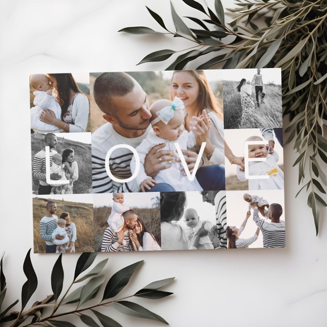 Tarjeta Festiva Amor de vacaciones | Fotos Múltiples Rejillas Míni (Holiday Love | Modern Minimal Multiple Grid Photos)
