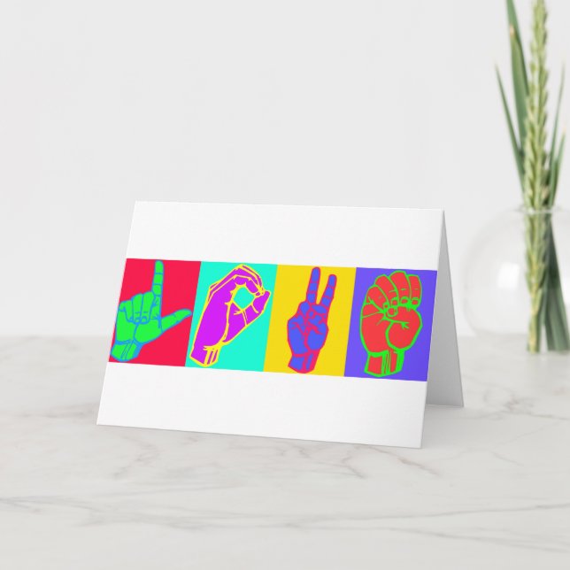 Tarjeta Festiva AMOR del lenguaje de signos (Anverso)