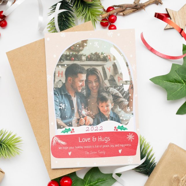 Tarjeta Festiva Amor divertido y abrazos foto ilustracion del glob (Subido por el creador)