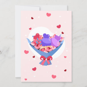Tarjeta Festiva Amor dulce Flores Bouquet Corazón Crema de Hielo