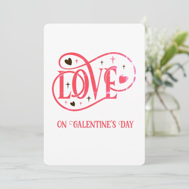 Tarjeta Festiva AMOR en el día de Galentine (Anverso de pie)