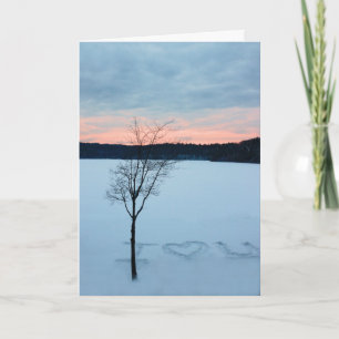 Tarjeta Festiva Amor en el estanque de Walden en invierno