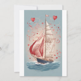 Tarjeta Festiva Amor en el Horizonte: Barco de Vela del Día de San