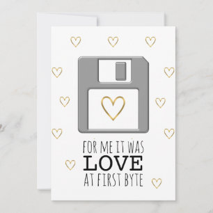 Tarjeta Festiva Amor en la computadora de disquete en First Byte V