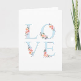 Tarjeta Festiva Amor en la tipografía floral romántica en flor