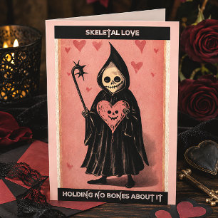 Tarjeta Festiva Amor Esquelético Segador Sombrío San Valentín Góti