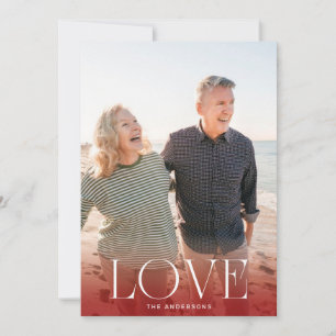 Tarjeta Festiva AMOR Foto moderna con superposición blanca y roj