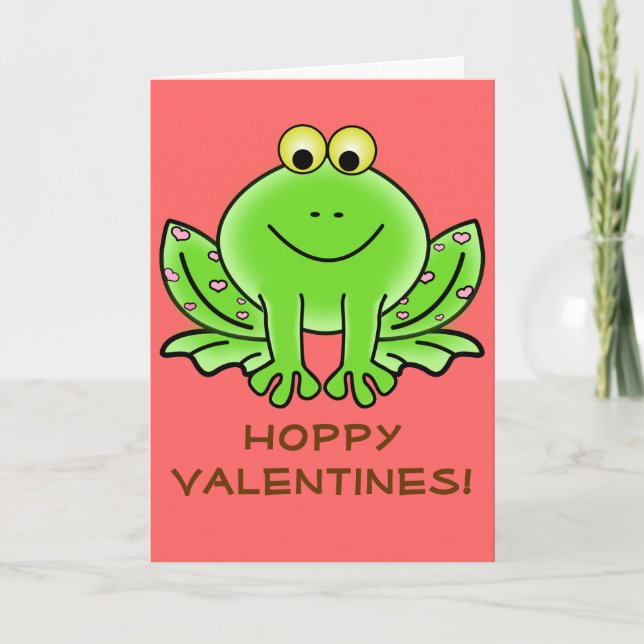 Tarjeta Festiva Amor Frog Gracioso Saludo: El día de San Valentín  (Anverso)