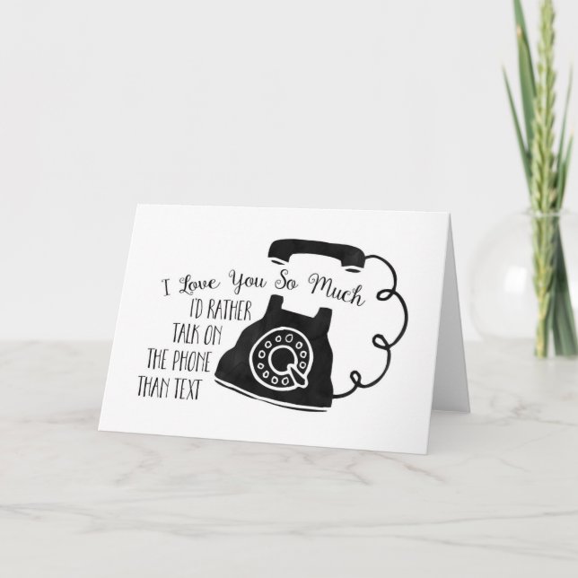 Tarjeta Festiva Amor gracioso antes que hablar por teléfono que po (Anverso)