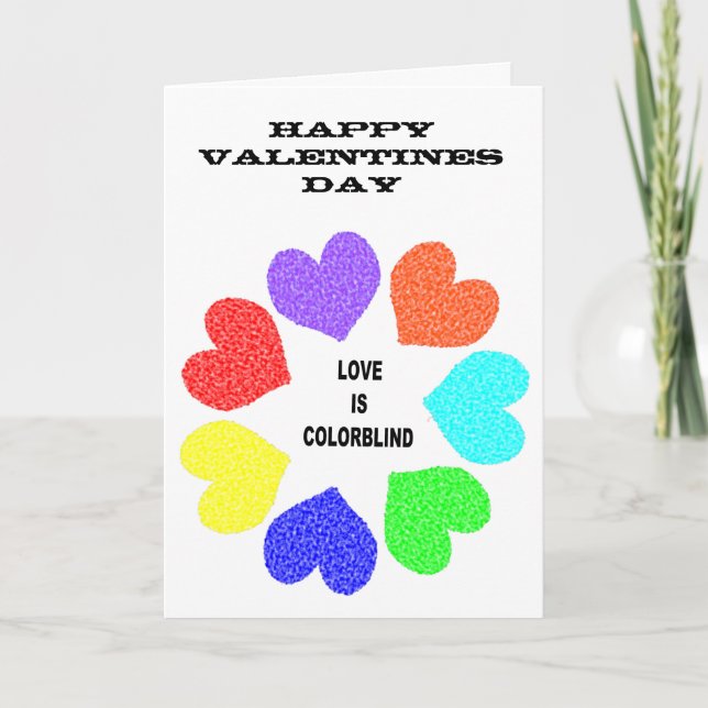 Tarjeta Festiva Amor interracial Corazones arco iris Personalizado (Anverso)