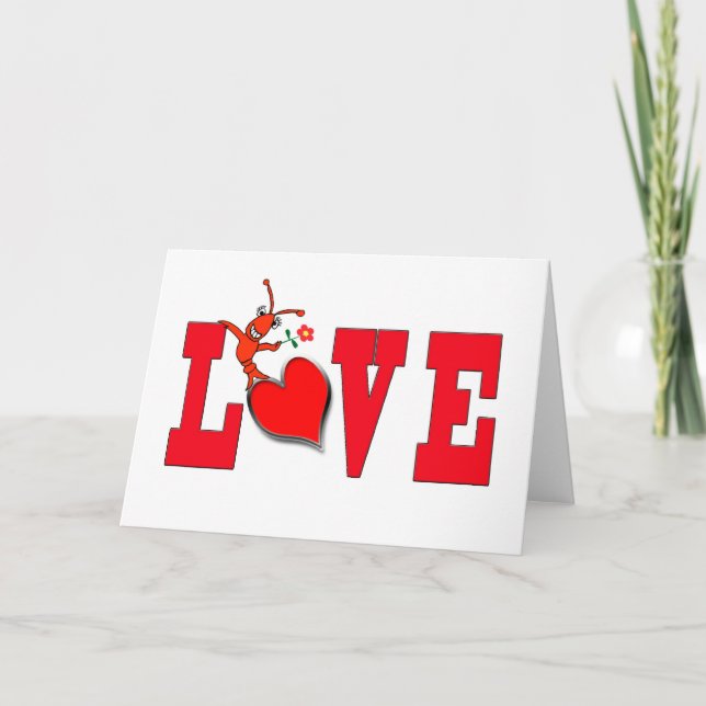 Tarjeta Festiva Amor lindo de los cangrejos/de la langosta con la (Anverso)