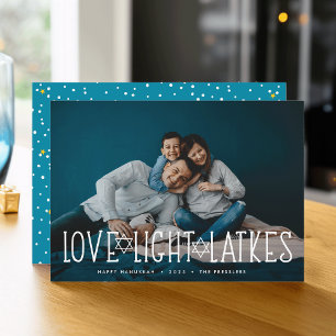 Tarjeta Festiva Amor, luz y linternas Foto de Hanukkah