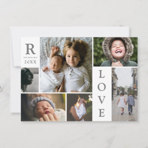 Tarjeta Festiva Amor Moderno Collage de Fotos Familiares con Bloqu