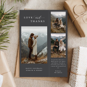 Tarjeta Festiva Amor moderno y gracias 3 Foto recién casada