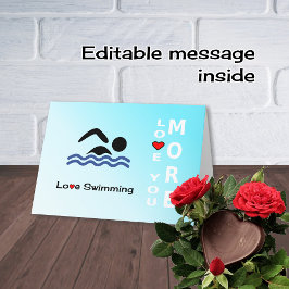 Tarjeta Festiva Amor Natación Día de San Valentín deportes románti