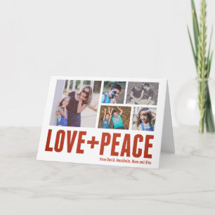 Tarjeta Festiva Amor + Paz Moderno Mínimo 5-Festividad