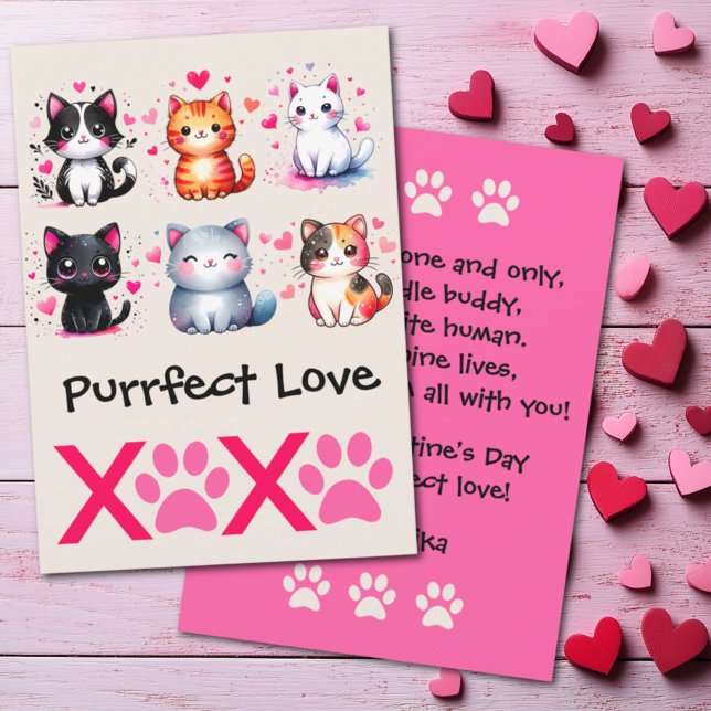 Tarjeta Festiva Amor Perfecto Gato Lindo Tema de San Valentín (Subido por el creador)