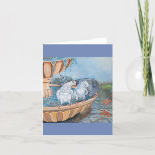 Tarjeta Festiva Amor pichón, baño de burbujas en el parque