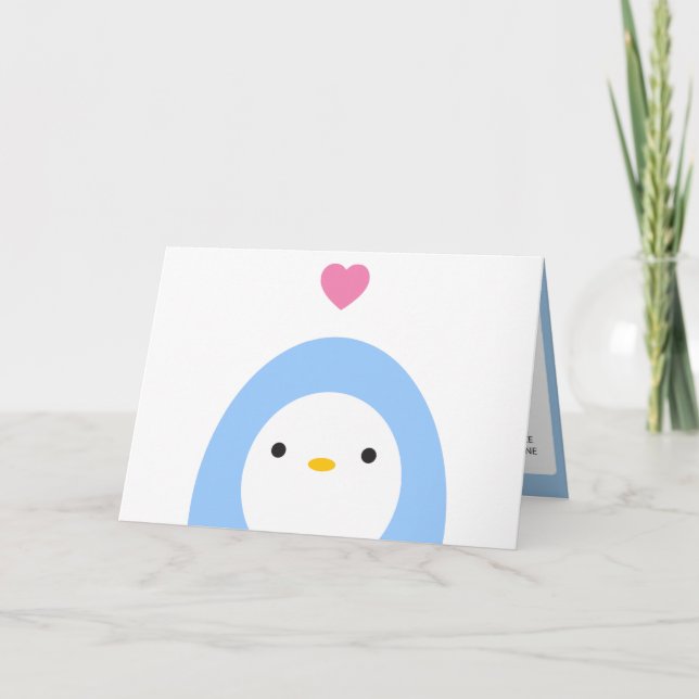 Tarjeta Festiva Amor pingüino - Búsqueda de palabras (Anverso)