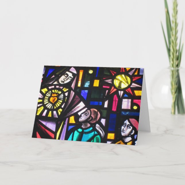 Tarjeta Festiva amor por el vidrio manchado (Anverso)