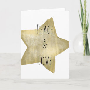 Tarjeta Festiva Amor por la paz de la estrella dorada