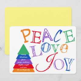 Tarjeta Festiva Amor Por La Paz Y Alegría Típografía De Los Colore