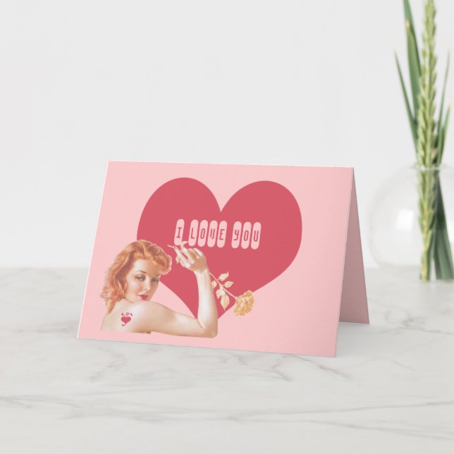 Tarjeta Festiva Amor retro de los años 40 (Anverso)