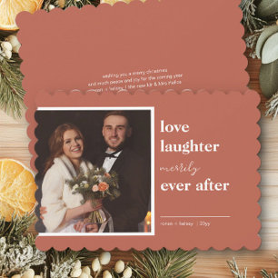 Tarjeta Festiva Amor Risa Felizmente Después Bodas Foto