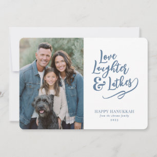 Tarjeta Festiva Amor Risas Latkes Foto de Hanukkah