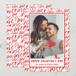 Tarjeta Festiva Amor Rojo y Blanco Foto del Día de San Valentín
