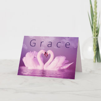 Tarjeta Festiva Amor romántico Gracia Cisne Rosa Morado Personaliz