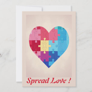 Tarjeta Festiva Amor Rompecabezas Corazón Arcoiris 2 Personalizado