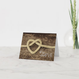 Tarjeta Festiva Amor rústico de la cuerda del corazón del el día