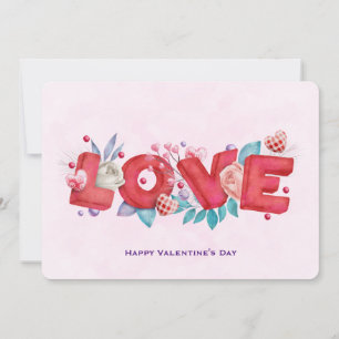 Tarjeta Festiva Amor Texto negrita Bloqueo de tipos de letra acuar