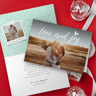 Tarjeta Festiva Amor Y Alegría Sr. y Sra. 1st Navidades Boda de fo