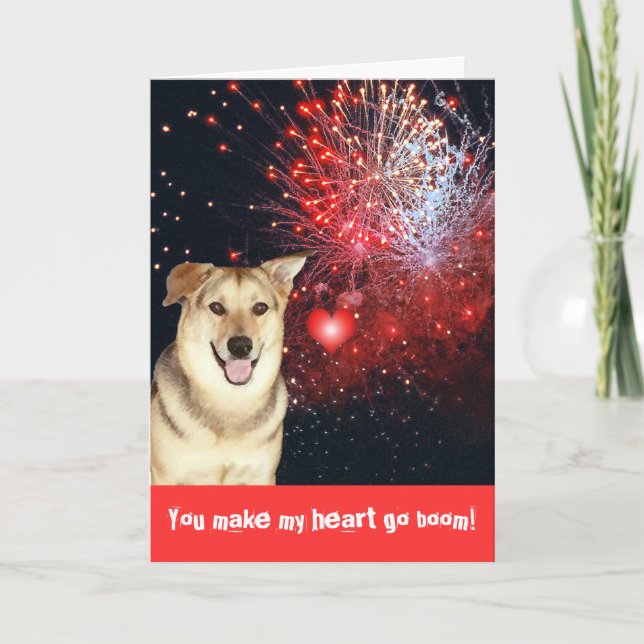 Tarjeta Festiva Amor y fuegos artificiales (Anverso)