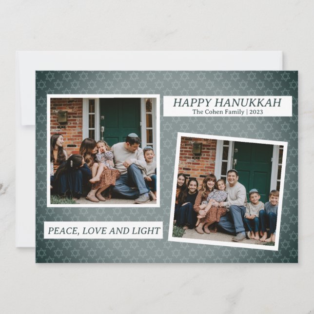 Tarjeta Festiva Amor y luz | Elegante familia Hanukkah 2 foto (Anverso)