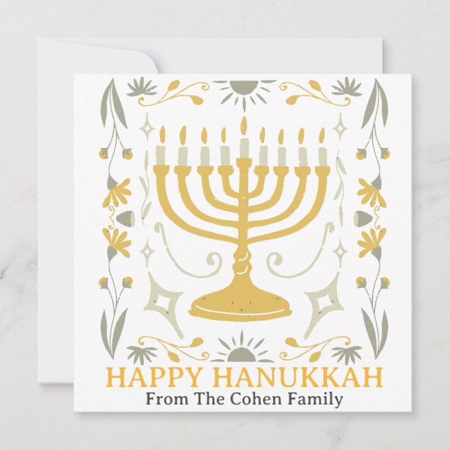 Tarjeta Festiva Amor y luz | Familia Hanukkah Happy simple (Anverso)