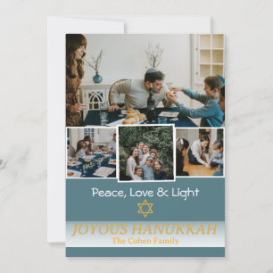 Tarjeta Festiva Amor y luz Foto de la familia Hanukkah Collage