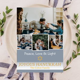 Tarjeta Festiva Amor y luz | Foto de la familia Hanukkah Collage