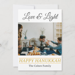 Tarjeta Festiva Amor y luz | Foto simple de la familia Hanukkah