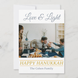 Tarjeta Festiva Amor y luz | Foto simple de la familia Hanukkah