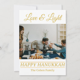 Tarjeta Festiva Amor y luz | Foto simple de la familia Hanukkah