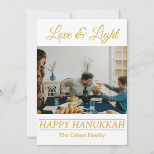 Tarjeta Festiva Amor y luz Foto simple de la familia Hanukkah