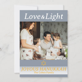Tarjeta Festiva Amor y luz | Foto simple de la familia Hanukkah