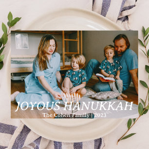Tarjeta Festiva Amor y luz   Foto simple de la familia Hanukkah