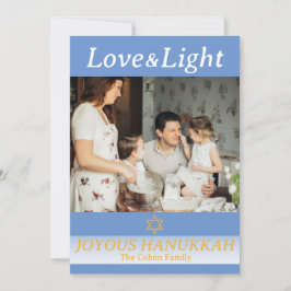 Tarjeta Festiva Amor y luz | Foto simple de la familia Hanukkah