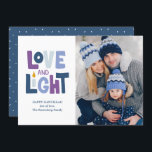 Tarjeta Festiva "Amor y luz" Happy Hanukkah Photo Holiday Card<br><div class="desc">"Amor y luz" Feliz diseño de feriado fotográfico Hanukkah.</div>